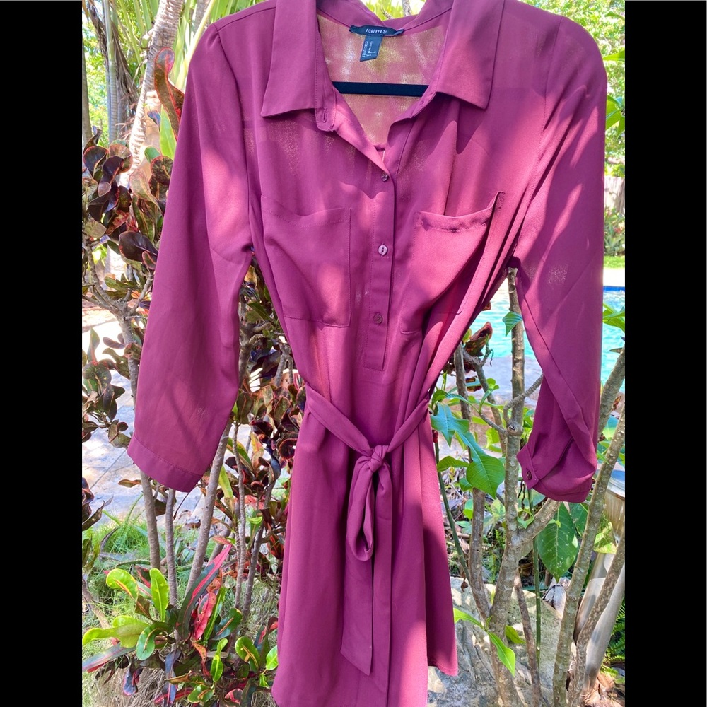 Merlot color shirt dress